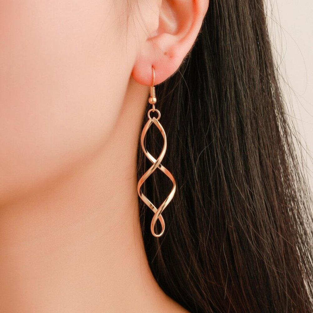 NEW "Plot Twist" Minimalist Swirl Drop Earrings - Picture 9 of 9